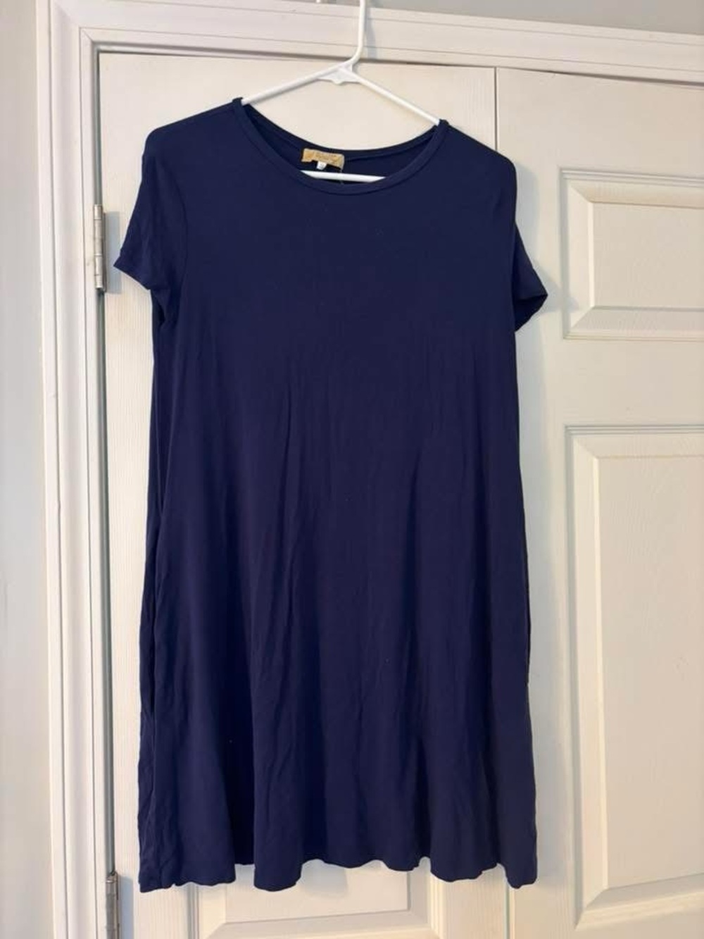 Navy Short Sleeve Swing Dress piko
